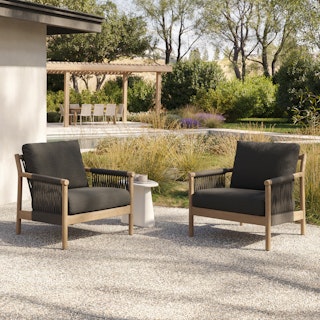 Rosa 34.5" Outdoor Lounge Chair Set - Dravite Black