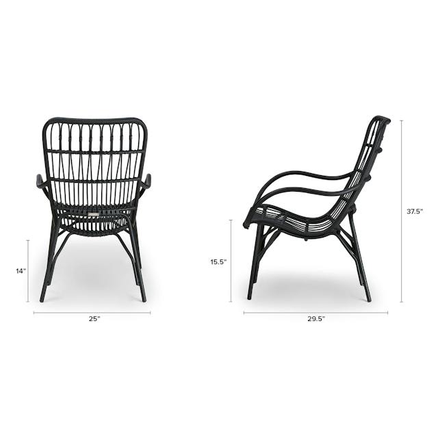 Set of Two Black Powder Coated Aluminum & Graphite Wicker Outdoor ...