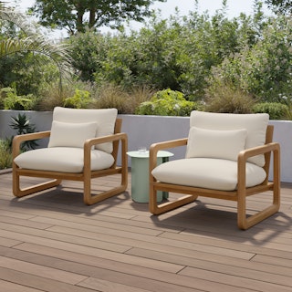 Laholm 36.5" Outdoor Lounge Chair Set - Dravite Ivory