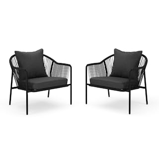 Calicut 33" Outdoor Lounge Chair Set - Coast Black