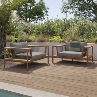 Callais 55" Outdoor Lounge Chair Set - Taupe Gray