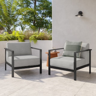 Burkel 30.5" Outdoor Lounge Chair Set - Cloudy Gray