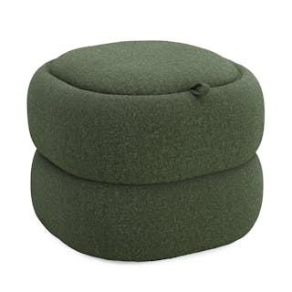 Tivvi 20" Square Storage Ottoman - Smoked Oak and Clover Moss