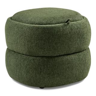 Tivvi 20" Square Storage Ottoman - Smoked Oak and Clover Moss