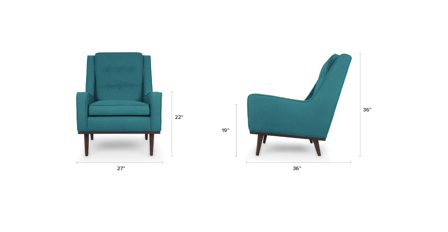 Nina Ocean Teal Armchair - Lounge Chairs - Article | Modern, Mid ...