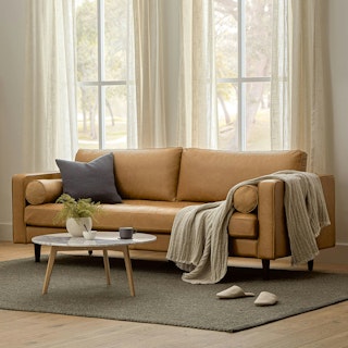 Sven 88" Tufted Leather Sofa - Charme Tan