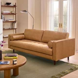 Sven 88" Tufted Leather Sofa - Charme Tan