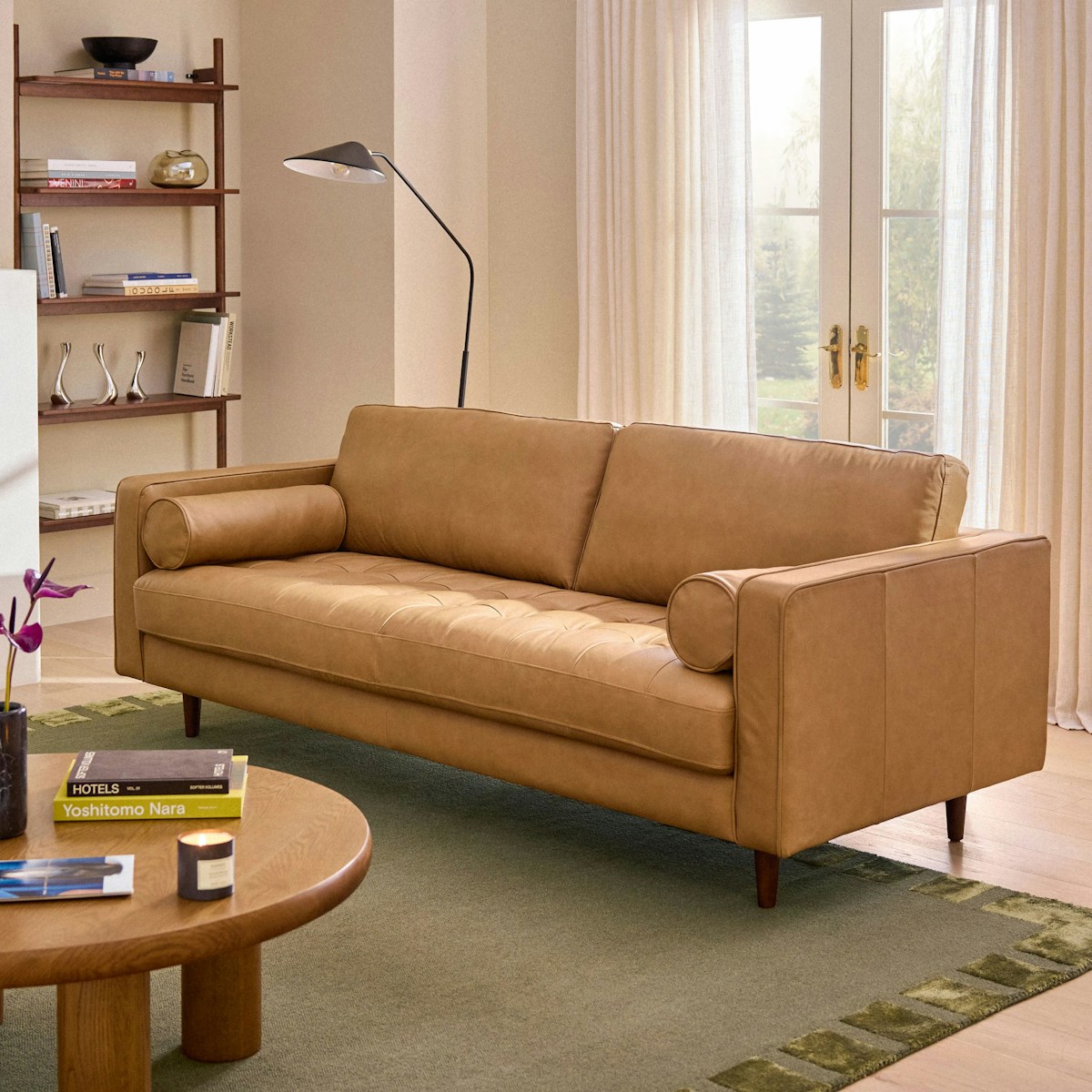 Article Sven Tufted Leather Sofa in Charme Tan