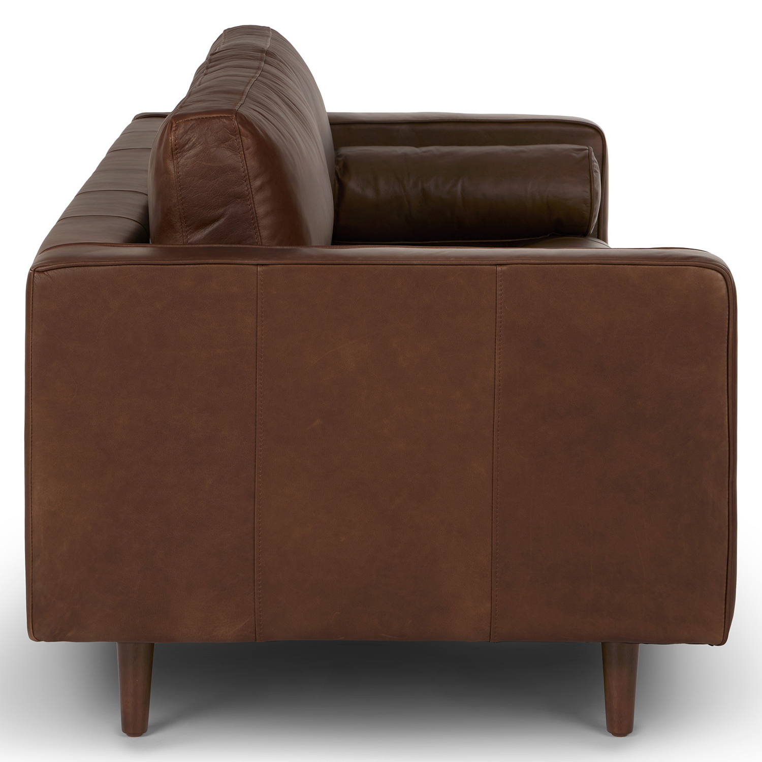 Sven 88" Tufted Leather Sofa - Charme Chocolat - Thumbnail 4