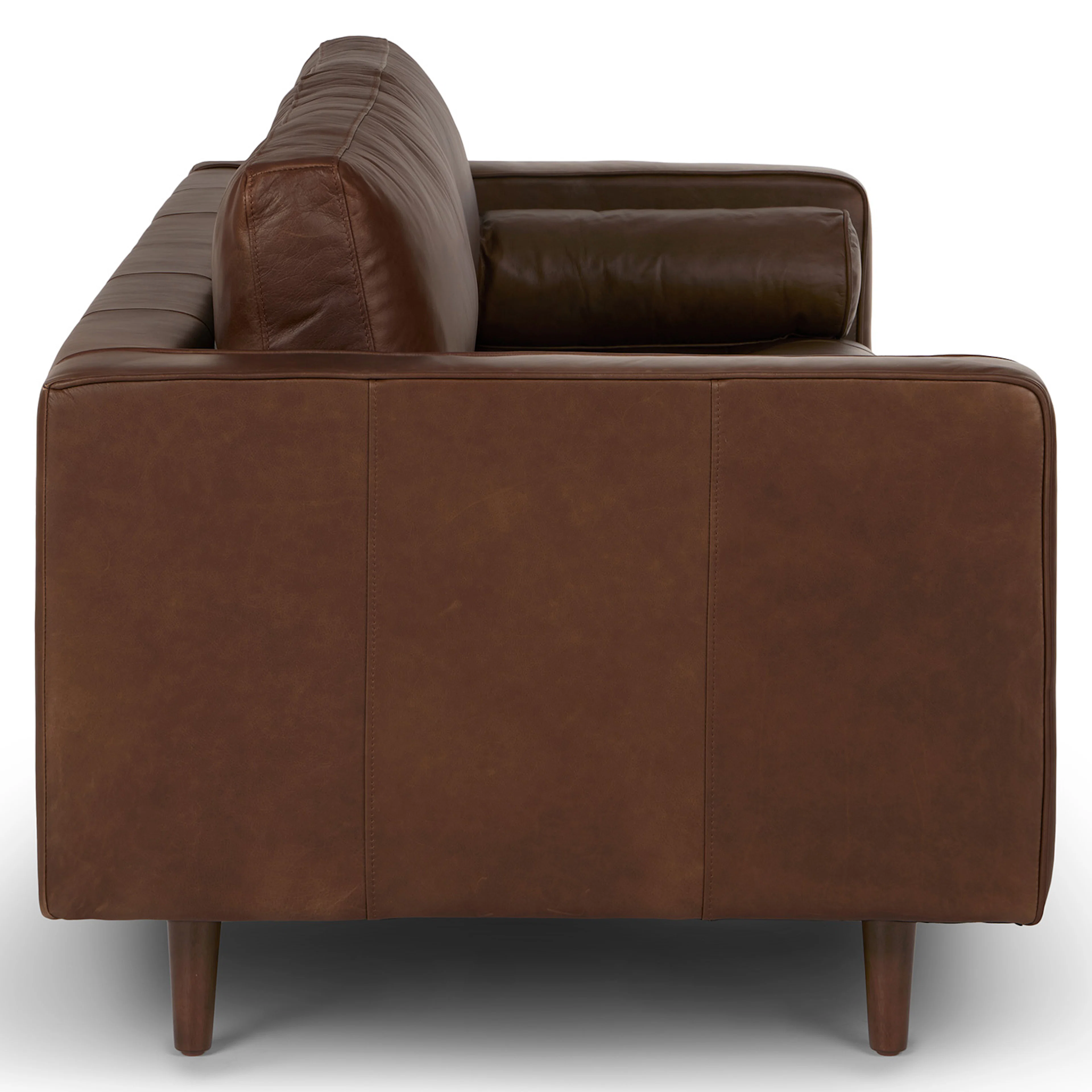 Sven 88" Tufted Leather Sofa - Charme Chocolat