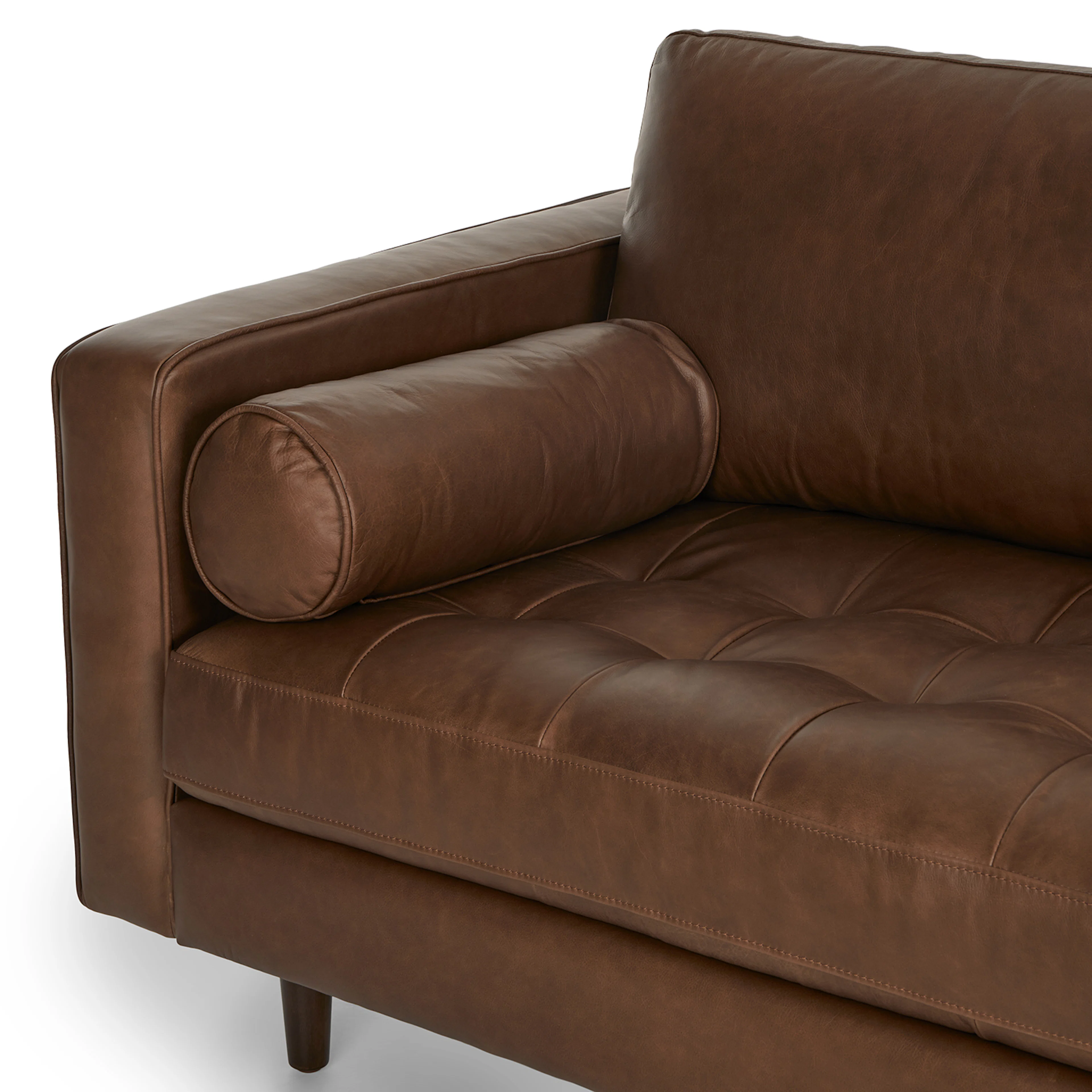 Sven 88" Tufted Leather Sofa - Charme Chocolat