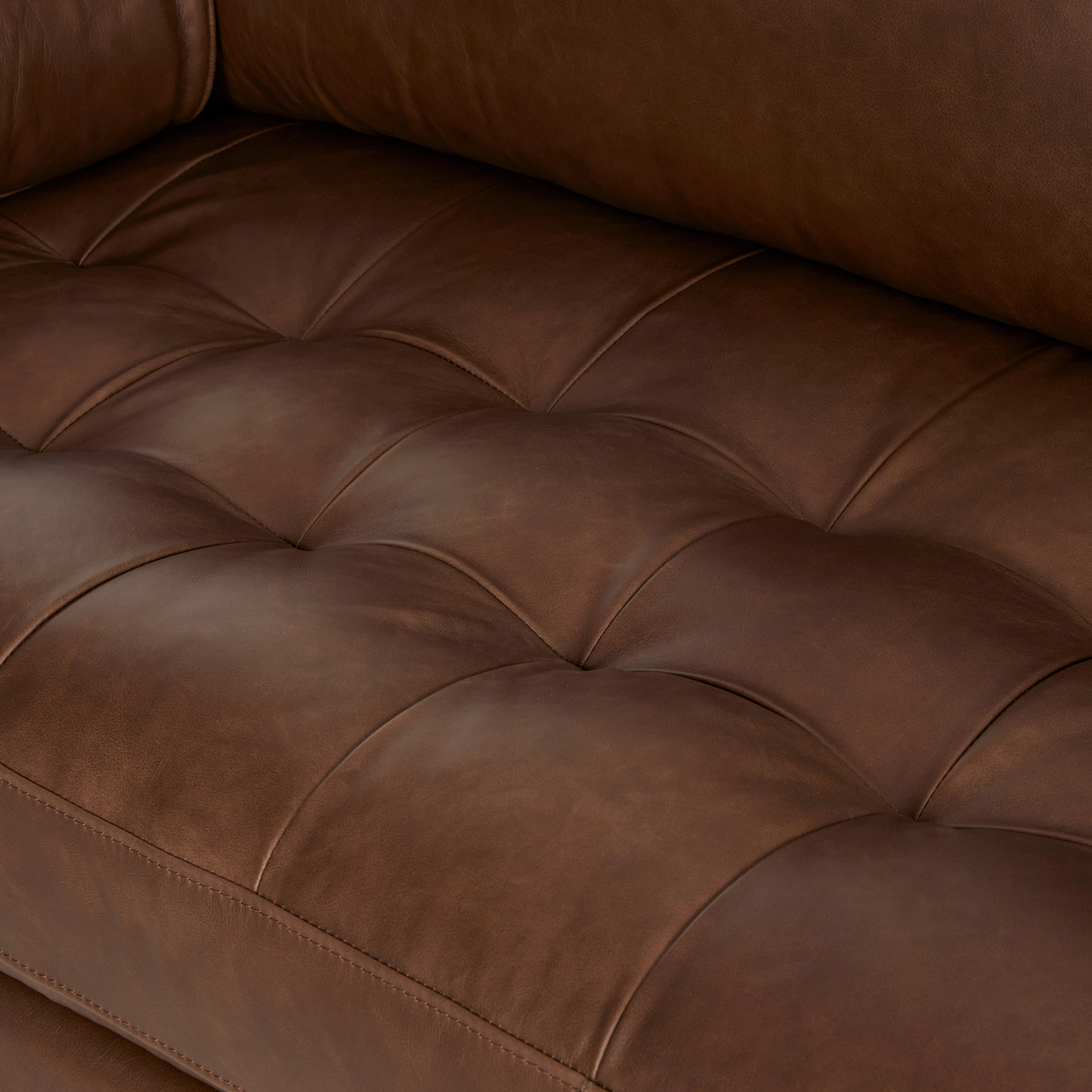Sven 88" Tufted Leather Sofa - Charme Chocolat