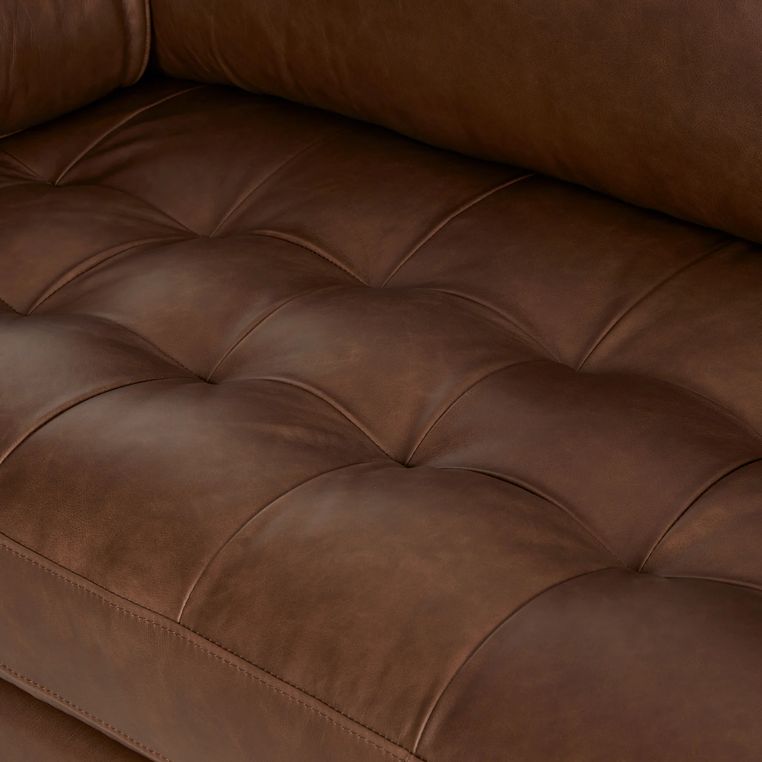 Sven 88" Tufted Leather Sofa - Charme Chocolat