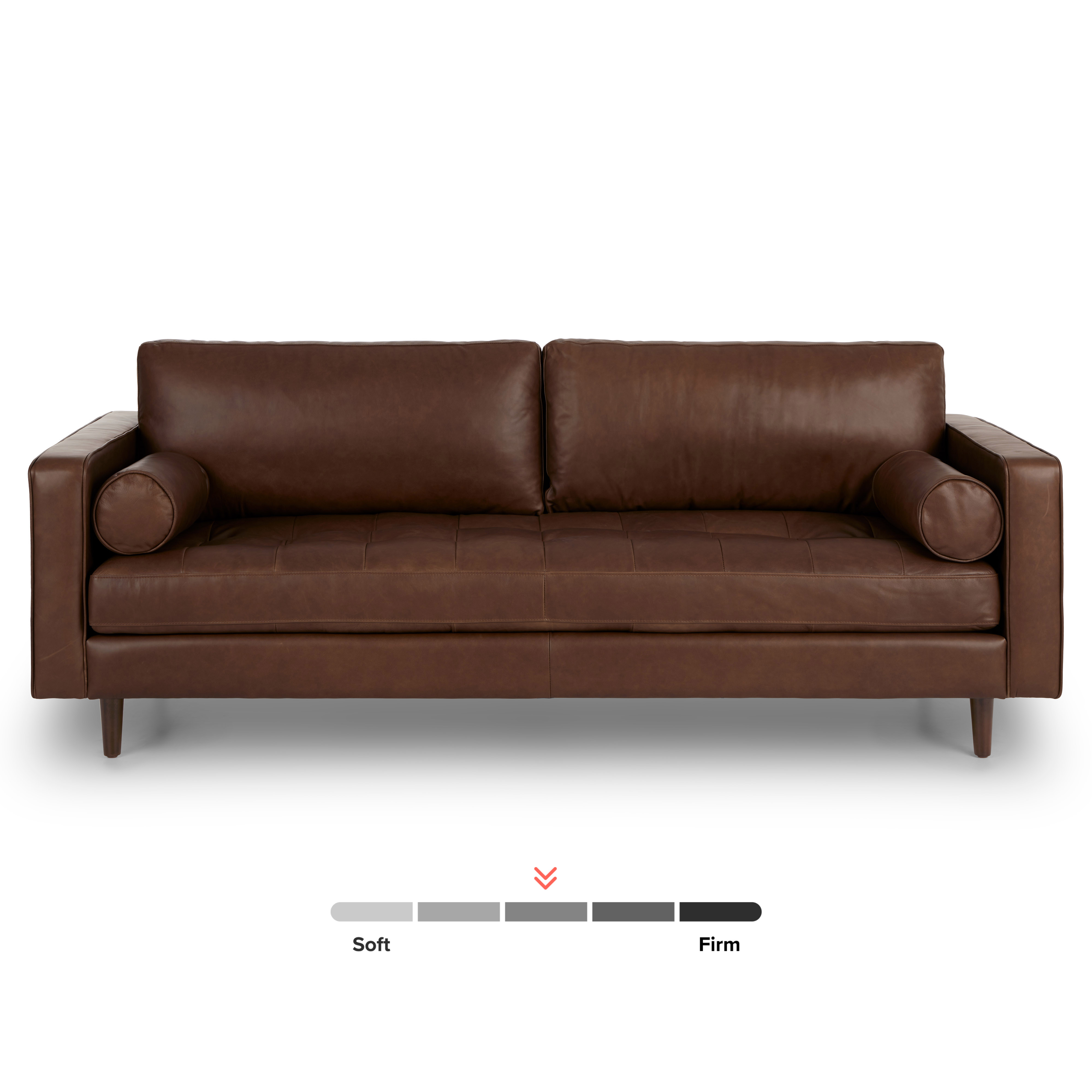 Sven 88" Tufted Leather Sofa - Charme Chocolat