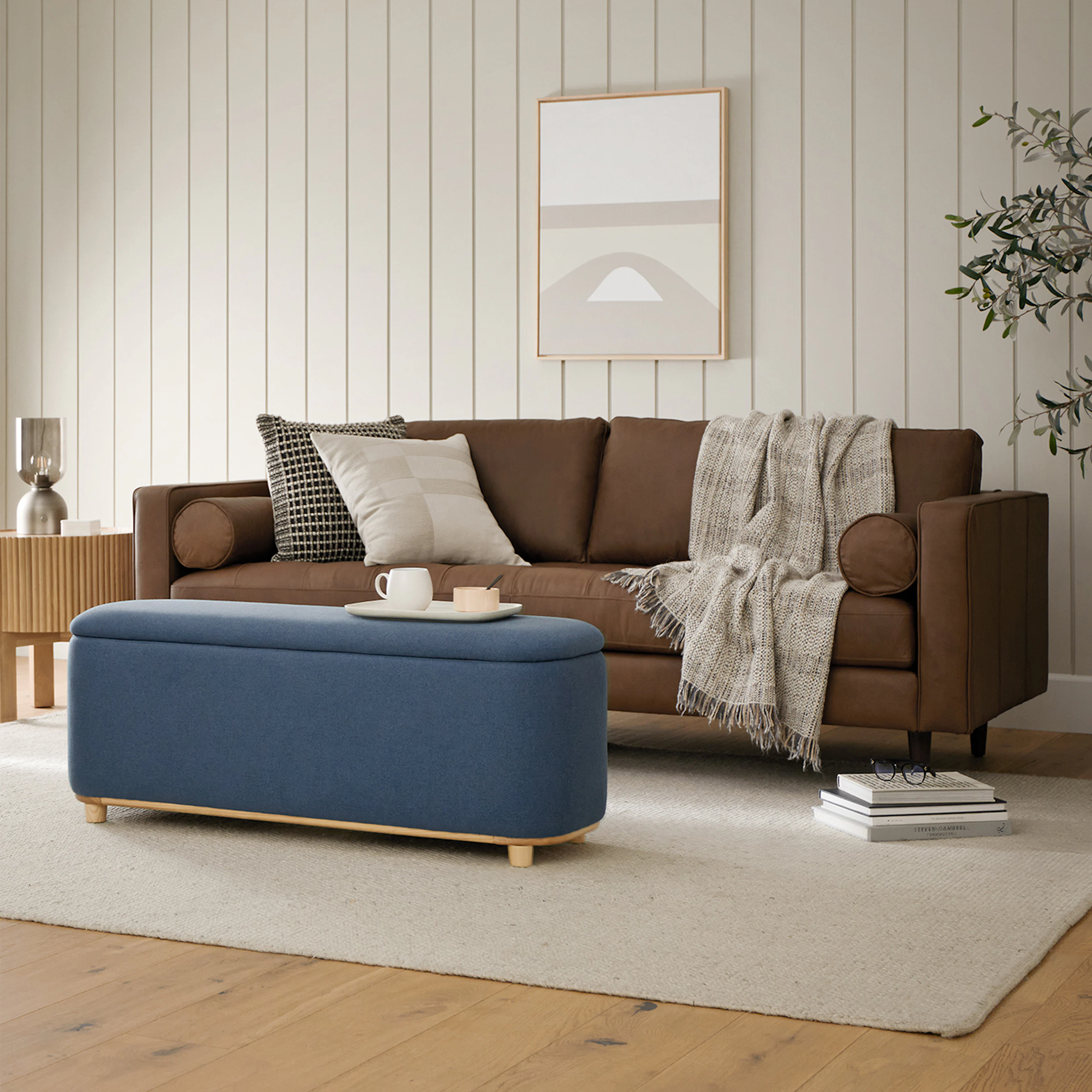Sven 88" Tufted Leather Sofa - Charme Chocolat