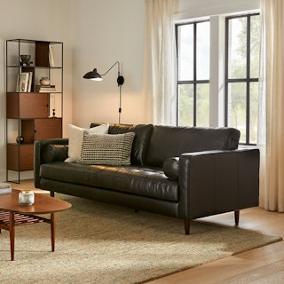 Sven 88" Tufted Leather Sofa - Oxford Black