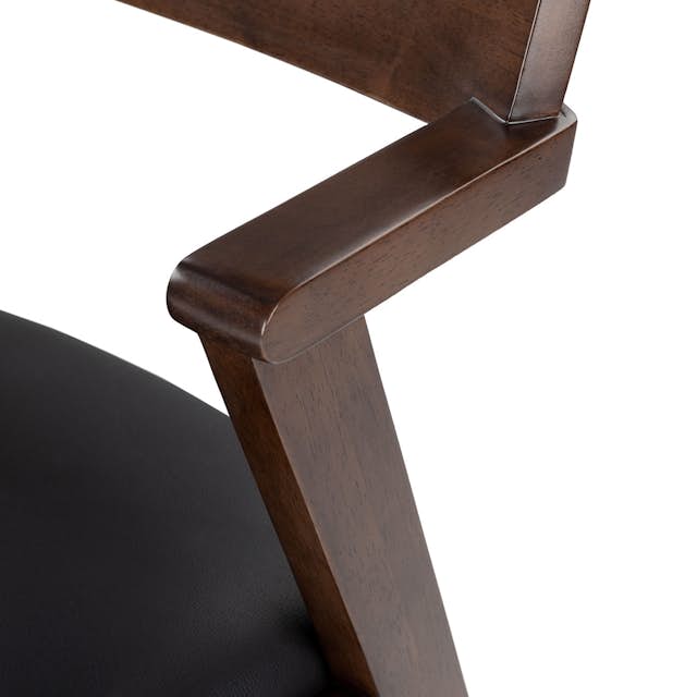 Zola Black Leather Dining Chair - Mid-Century Modern
