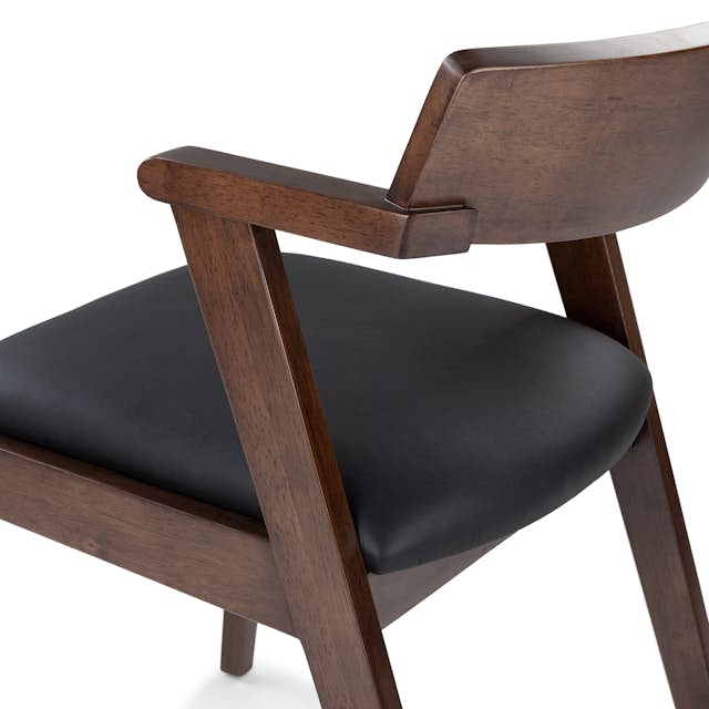 Zola Black Leather Dining Chair - Mid-Century Modern
