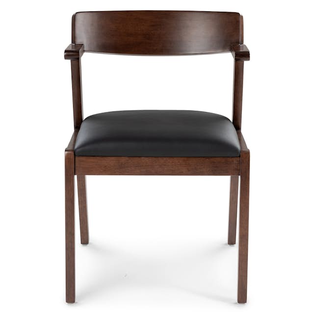 Zola Black Leather Dining Chair - Mid-Century Modern