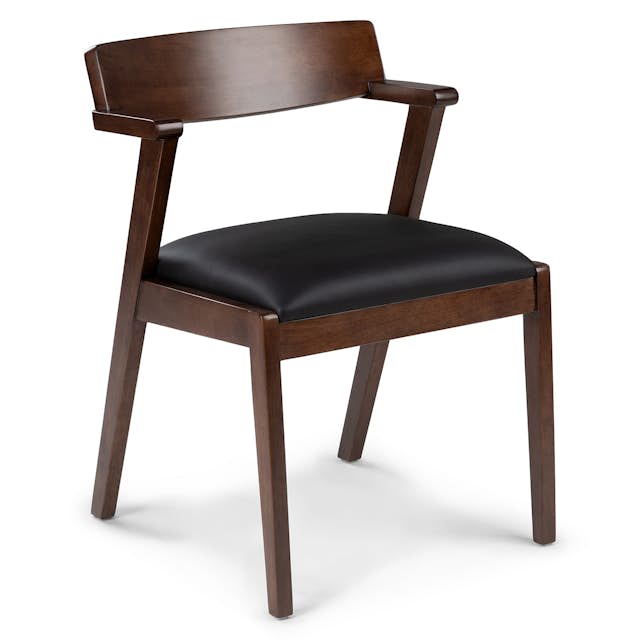 Zola Black Leather Dining Chair - Mid-Century Modern