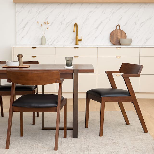 Zola Black Leather Dining Chair - Mid-Century Modern