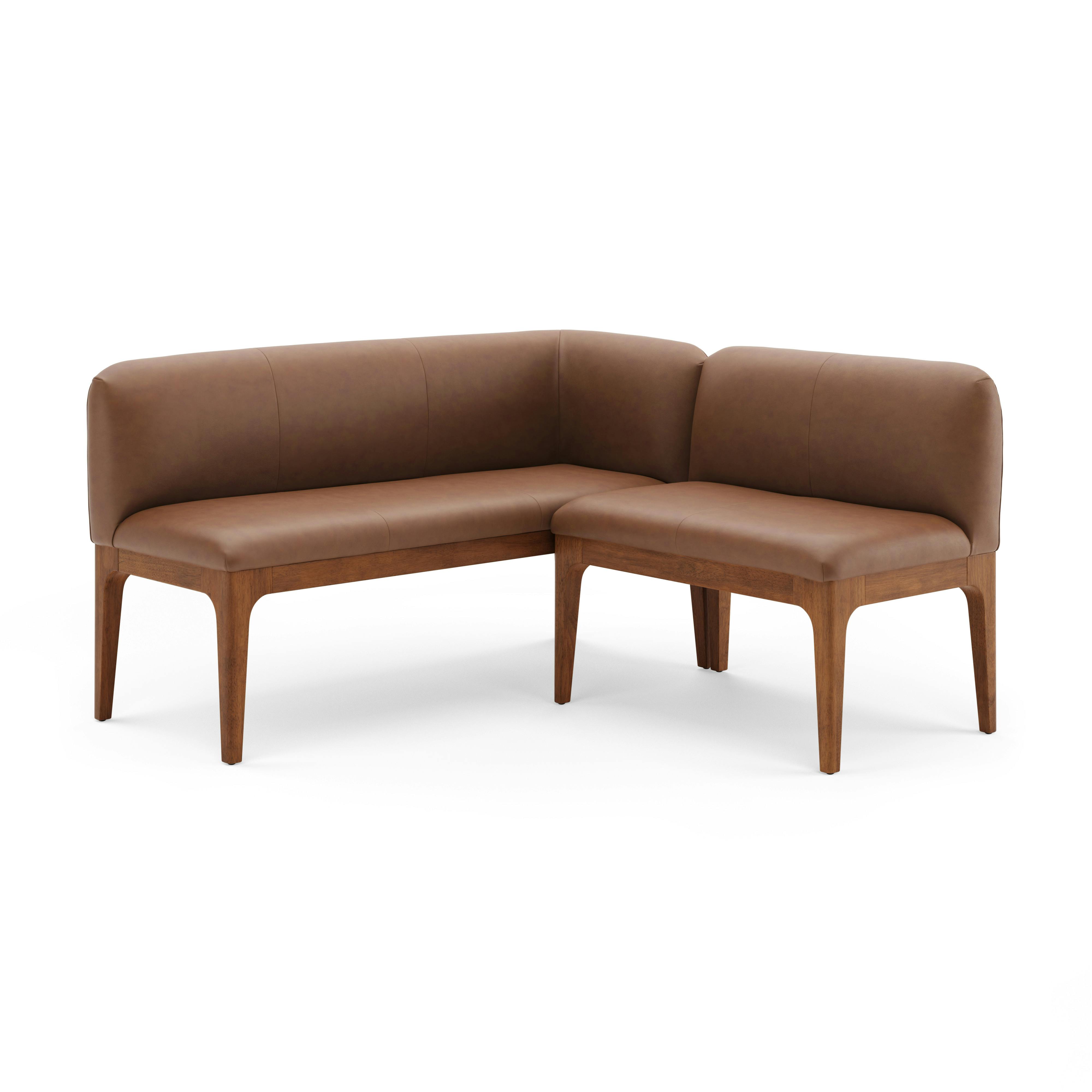 Rosin Smoked Oak and Lucia Brown Leather Right Arm Banquette Set