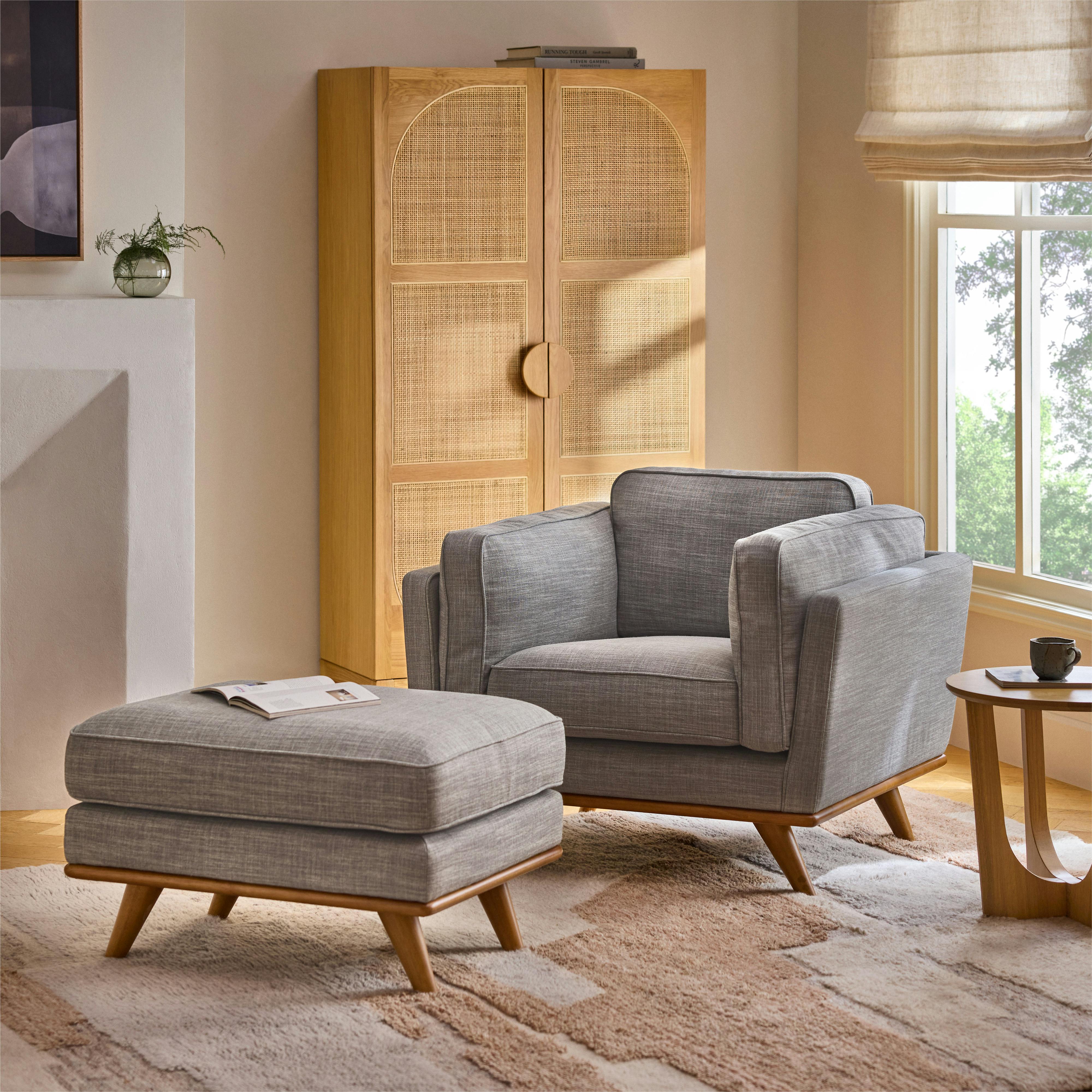 Pebble Gray Timber Fabric Honey Oak Chair | Article