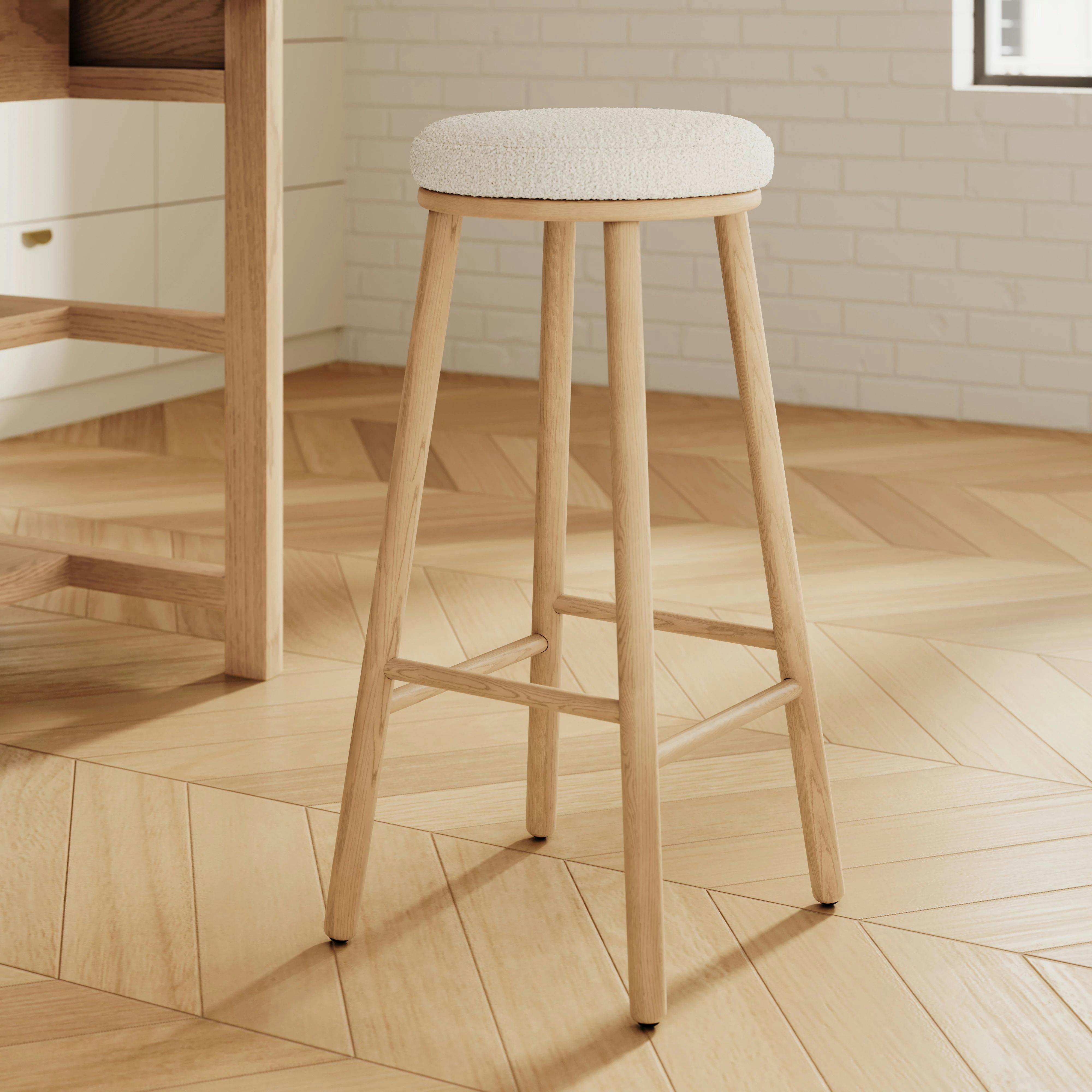 Nurmi Ivory Wool Bouclé White Oak Counter Stool | Article