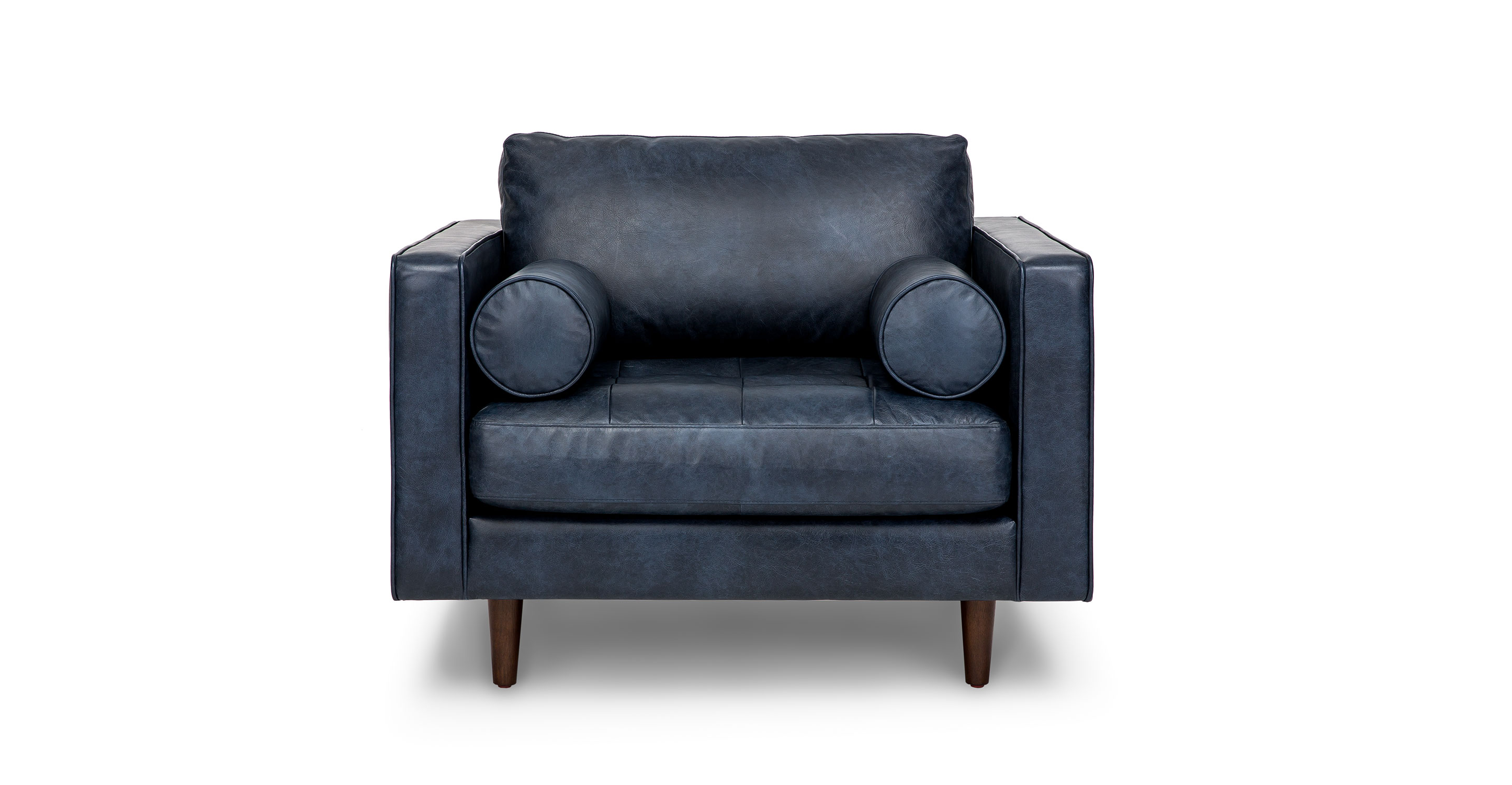 Oxford Blue Leather Lounge Chair Article
