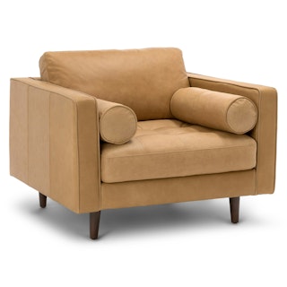 Sven 42" Tufted Leather Lounge Chair - Charme Tan