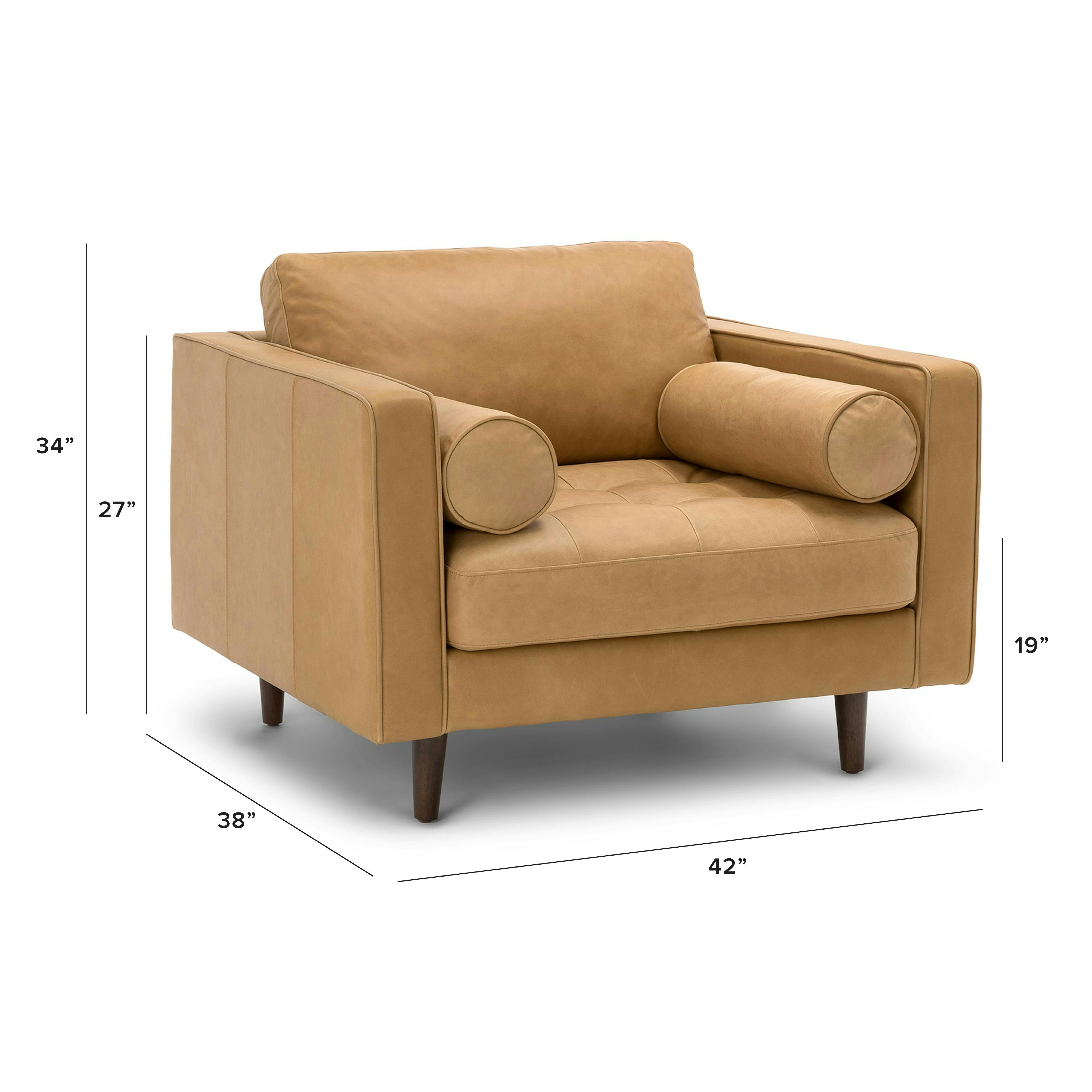 Sven Charme Tan Tufted Leather Lounge Chair | Article