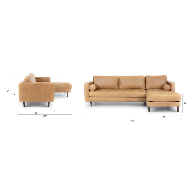 Article Sven Charme Tan Right Sectional Sofa