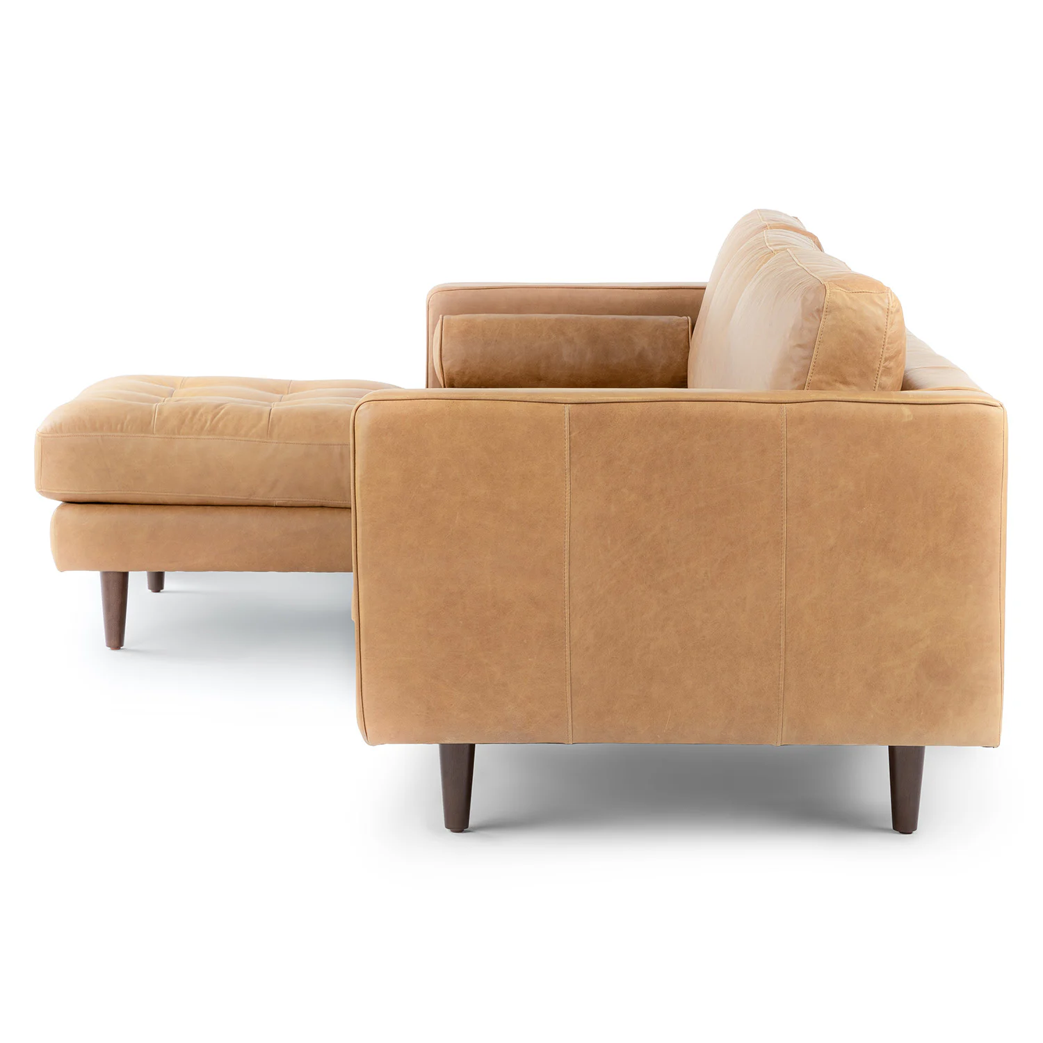 Sven 100" Tufted Leather Left Sectional - Charme Tan