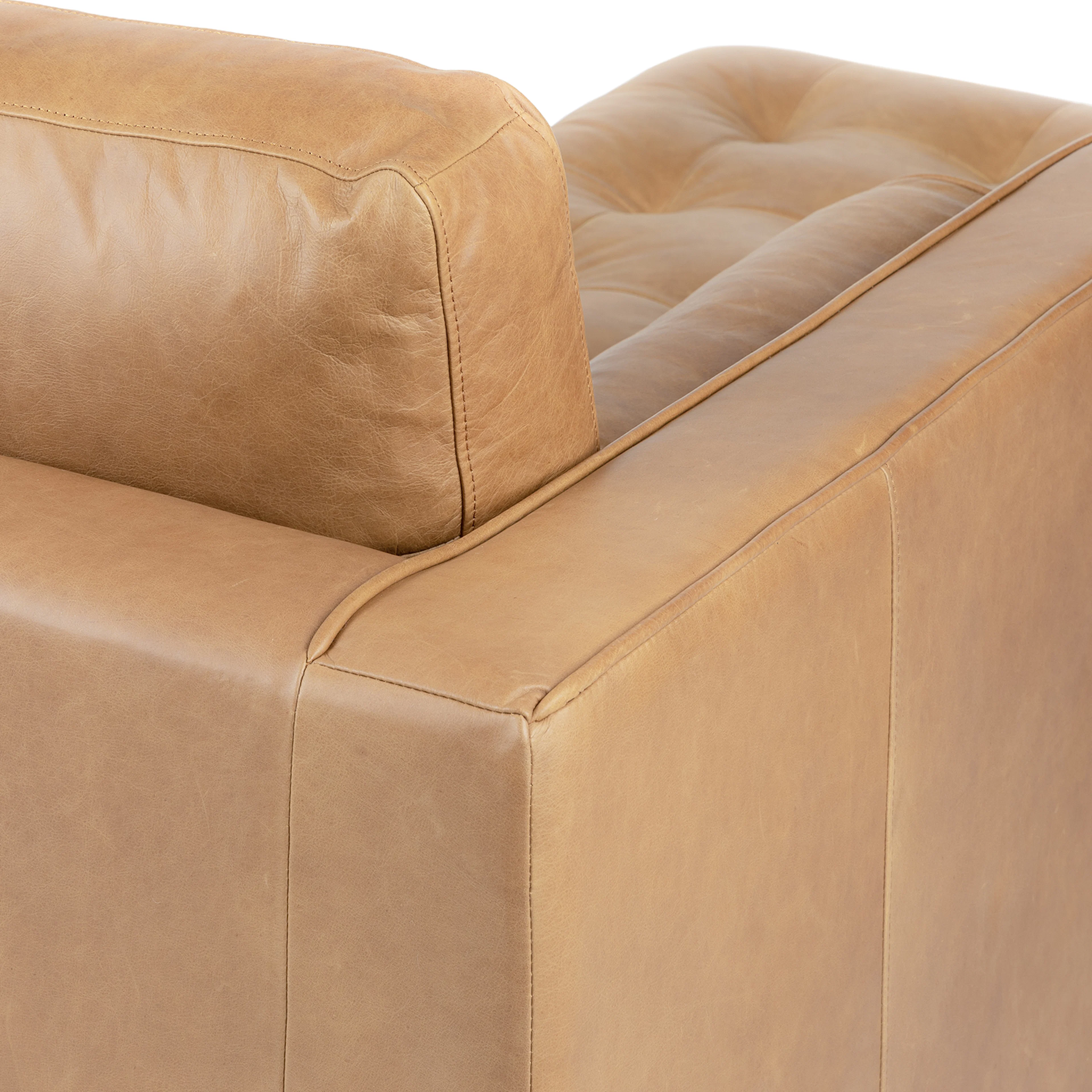 Sven 100" Tufted Leather Left Sectional - Charme Tan