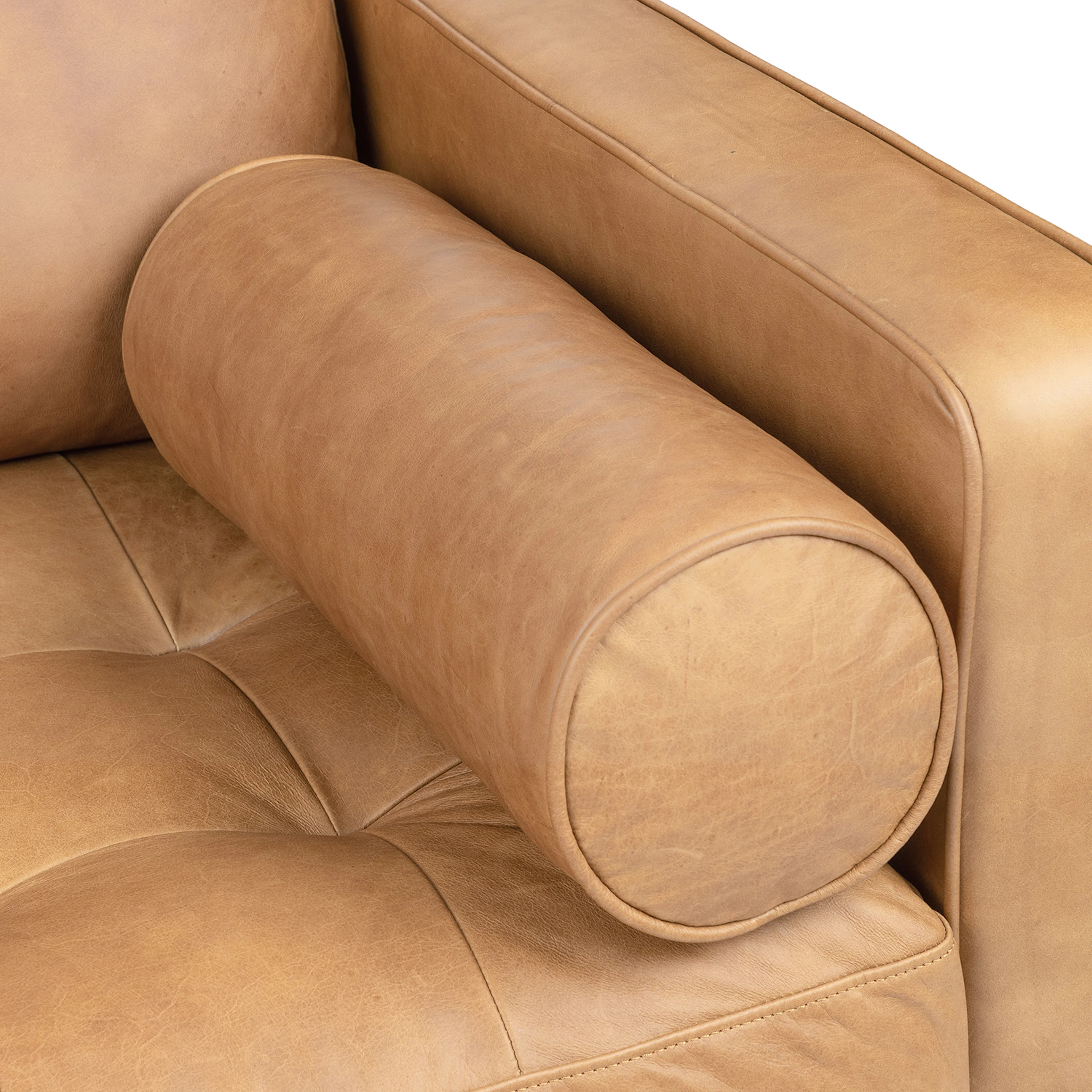 Sven 100" Tufted Leather Left Sectional - Charme Tan
