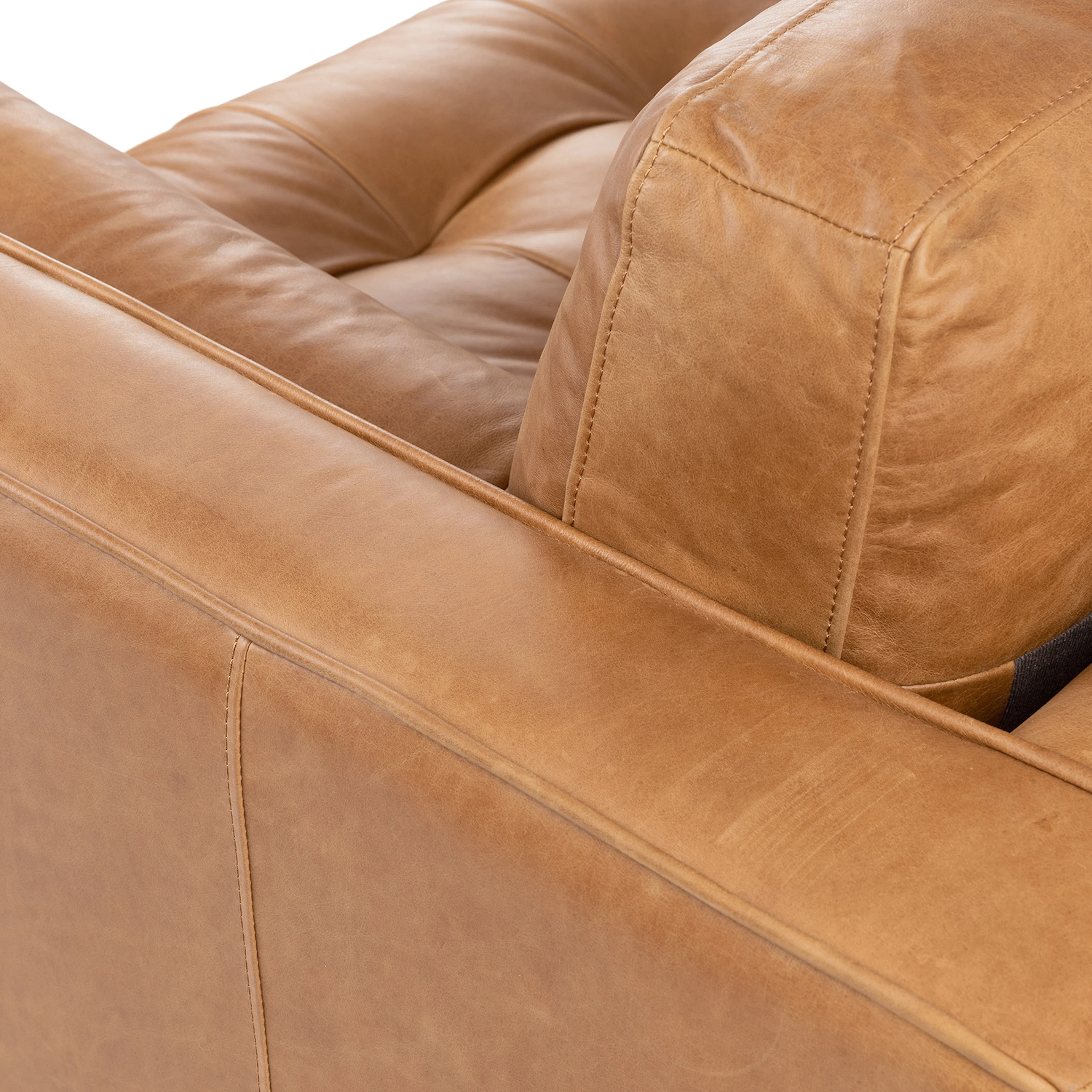 Sven 100" Tufted Leather Left Sectional - Charme Tan
