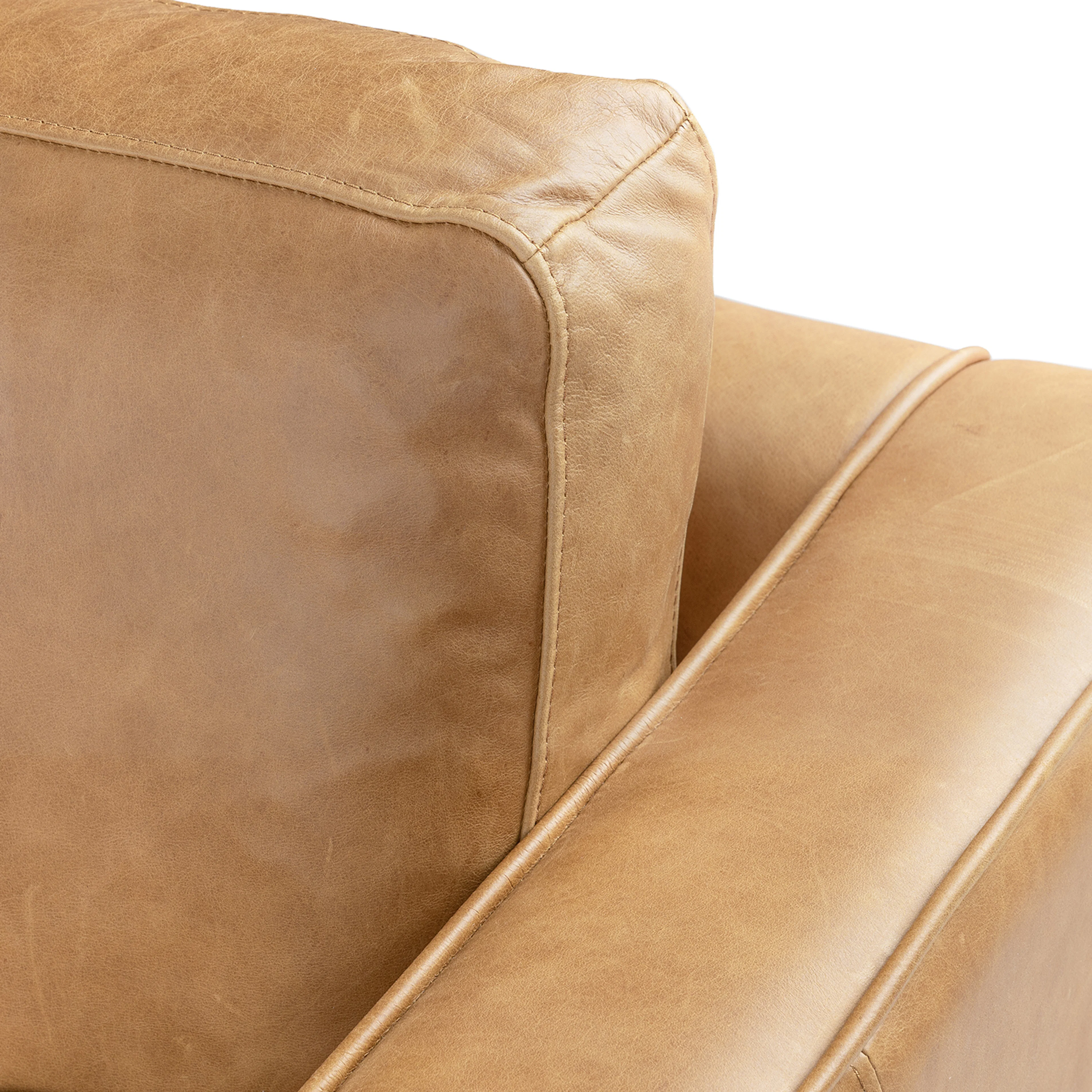 Sven 100" Tufted Leather Left Sectional - Charme Tan
