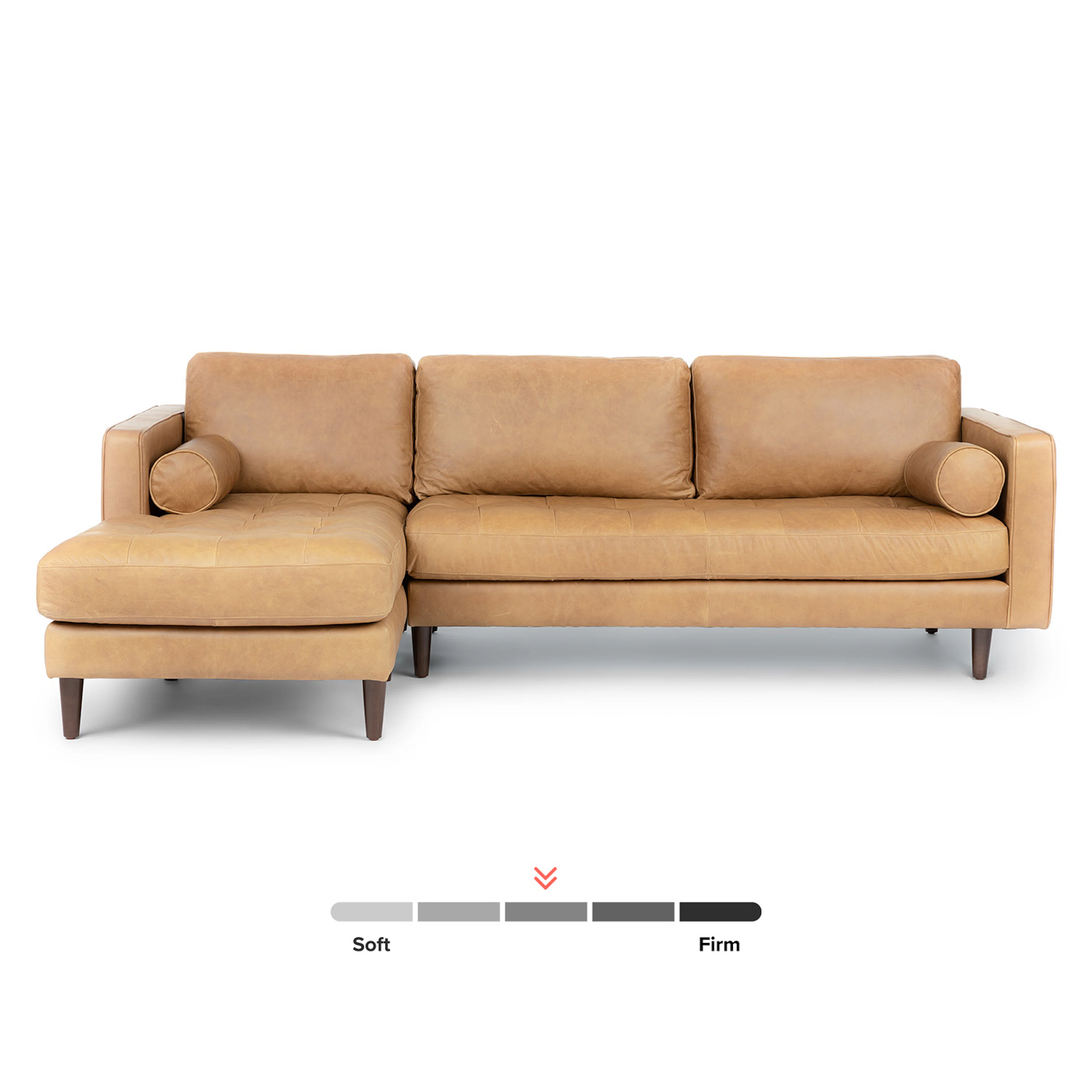 Sven 100" Tufted Leather Left Sectional - Charme Tan