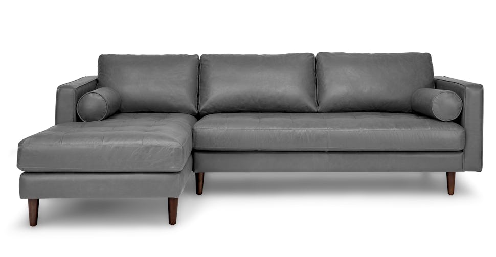 Oxford Gray Sven Leather Right Sectional Sofa Article