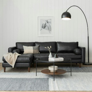 Sven 100" Leather Tufted Left Sectional - Oxford Black