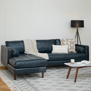 Sven Oxford Blue Left Sectional Sofa