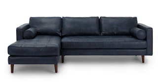 Sven Oxford Blue Left Sectional Sofa