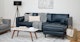 Sven Oxford Blue Right Sectional Sofa - Gallery View 2 of 12.