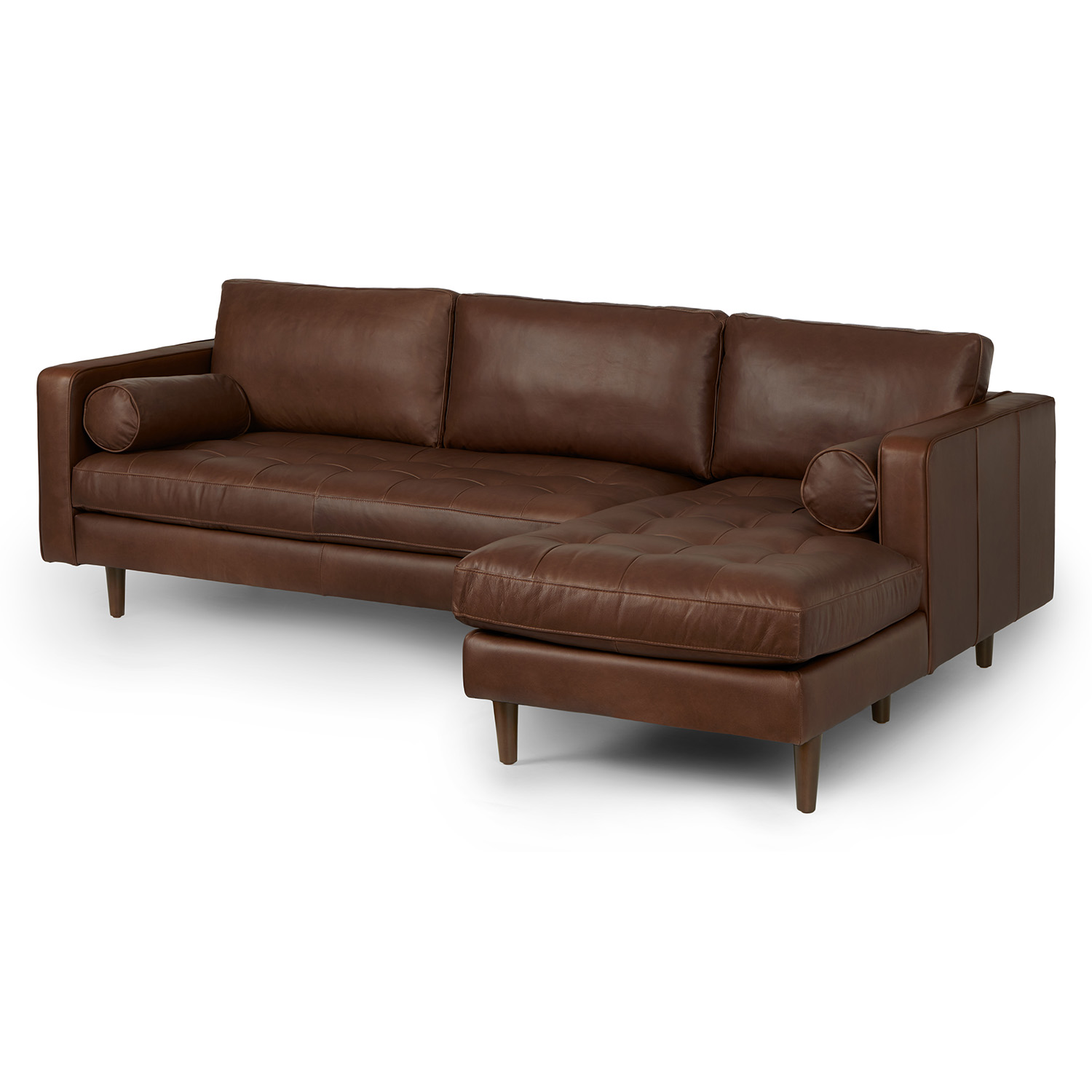 Sven 100" Tufted Leather Right Sectional - Thumbnail 3