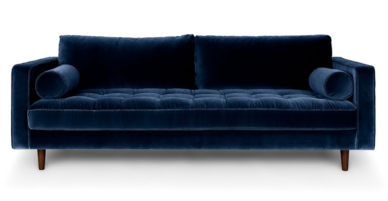 Cascadia Blue Sven Velvet 3 Seater Sofa, Light Blue Velvet Sectional Sofas