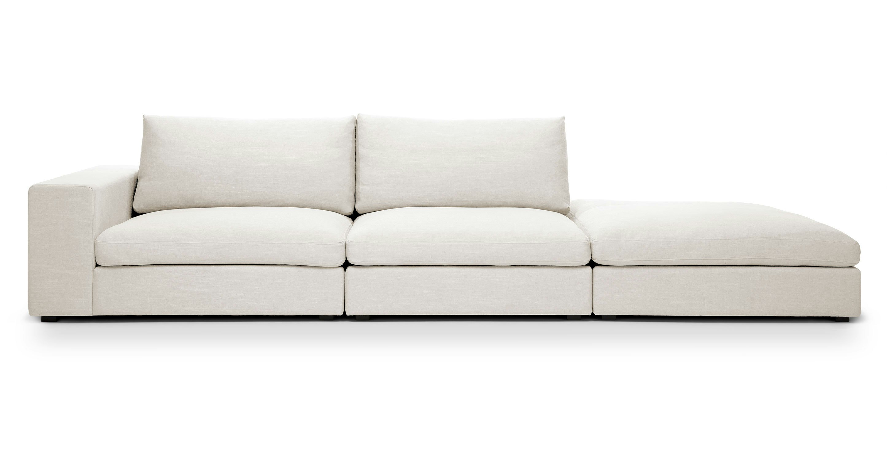 Cube Quartz White Modular Sofa, Left Arm Sofas Article Modern