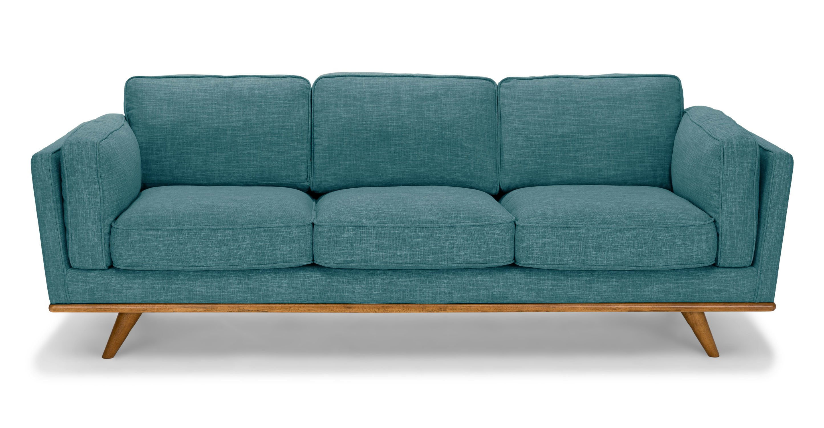 Blue Spruce Timber Fabric Honey Oak 3 Seater Sofa Article Blue Spruce Timber Fabric Honey Oak 3