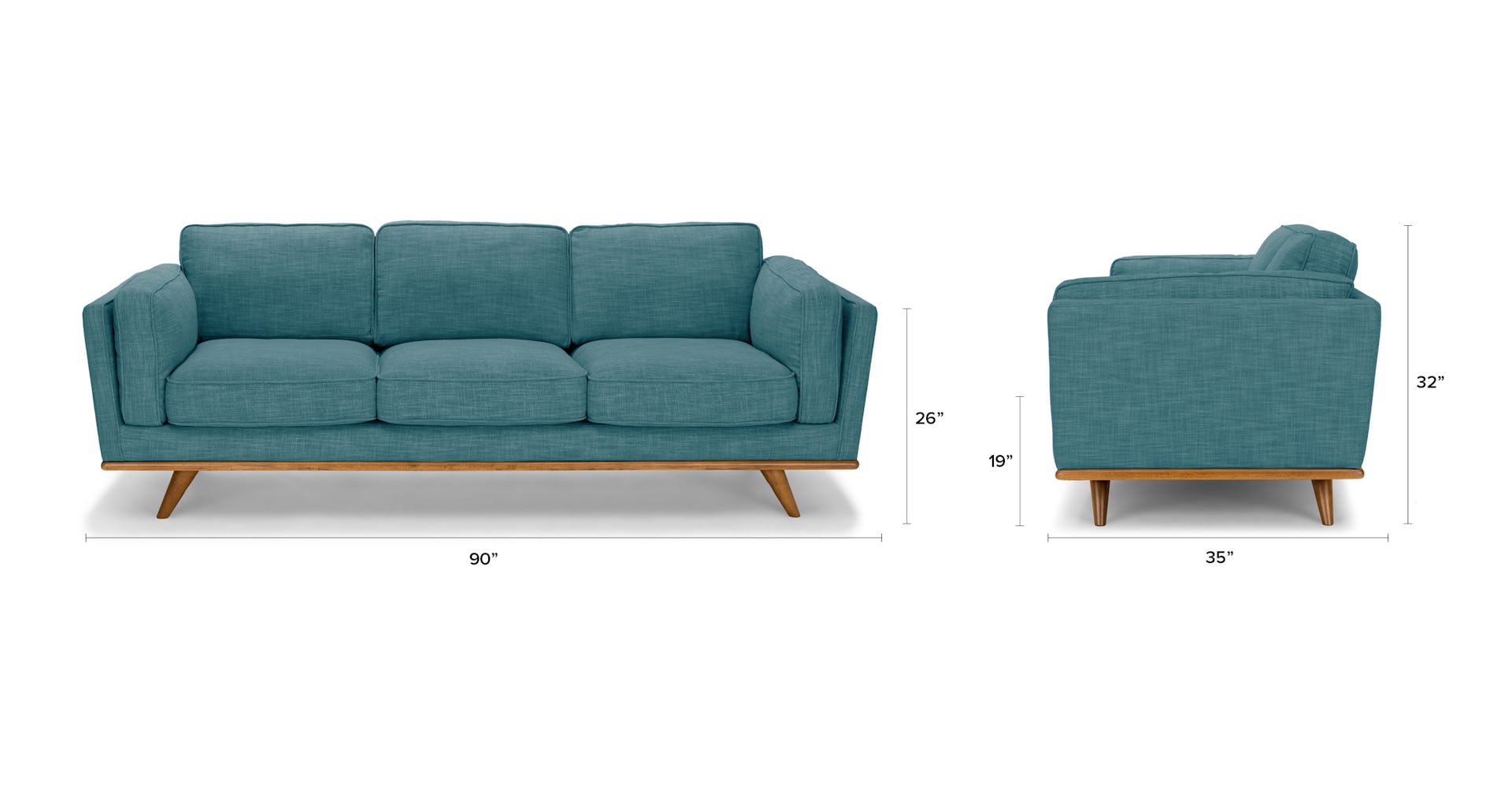 Blue Spruce Timber Fabric Honey Oak 3 Seater Sofa Article Blue Spruce Timber Fabric Honey Oak 3 Seater Sofa Article