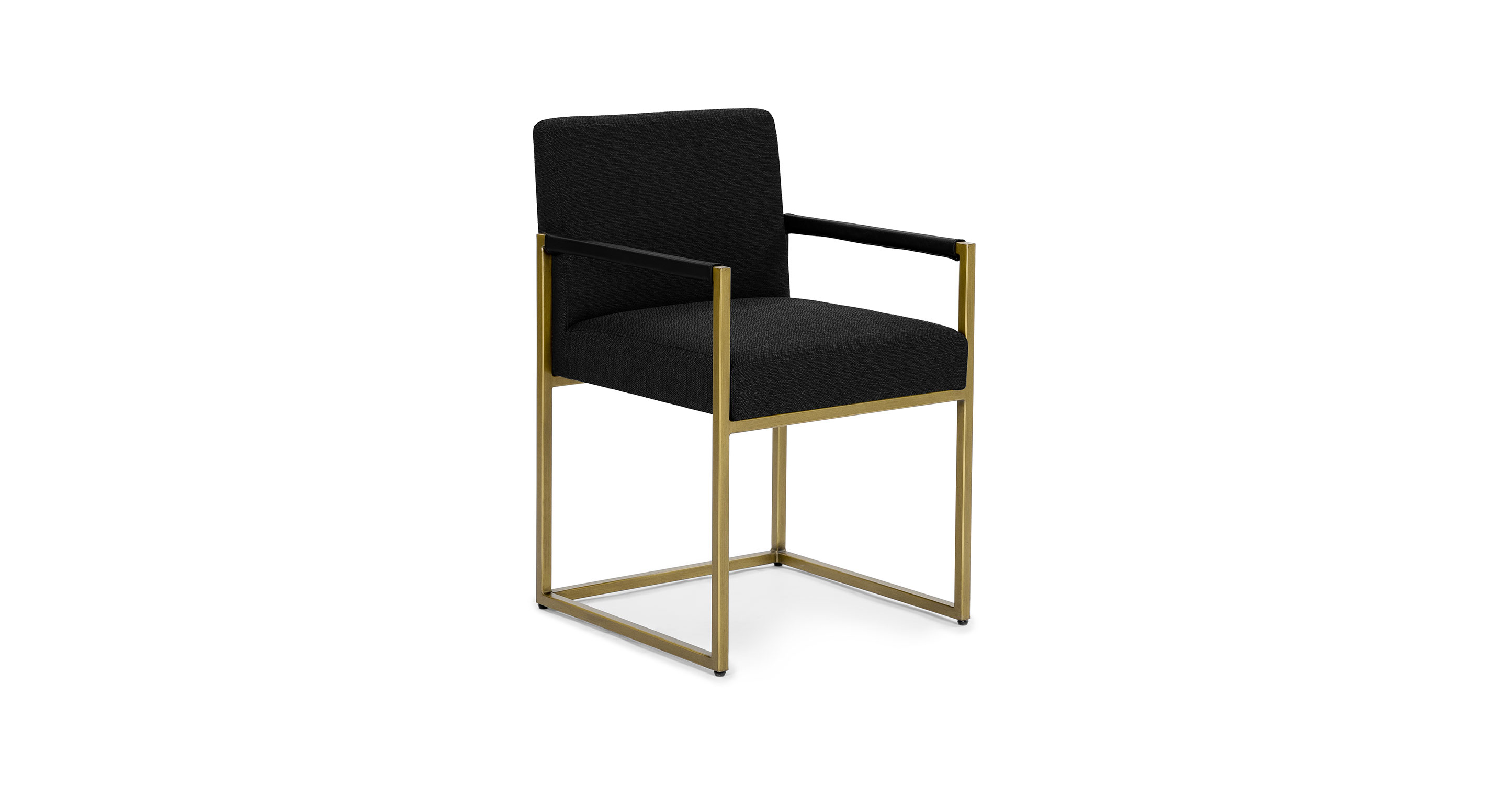 Pure Black Brass Fabric Dining Chair With Arms Oscuro Article