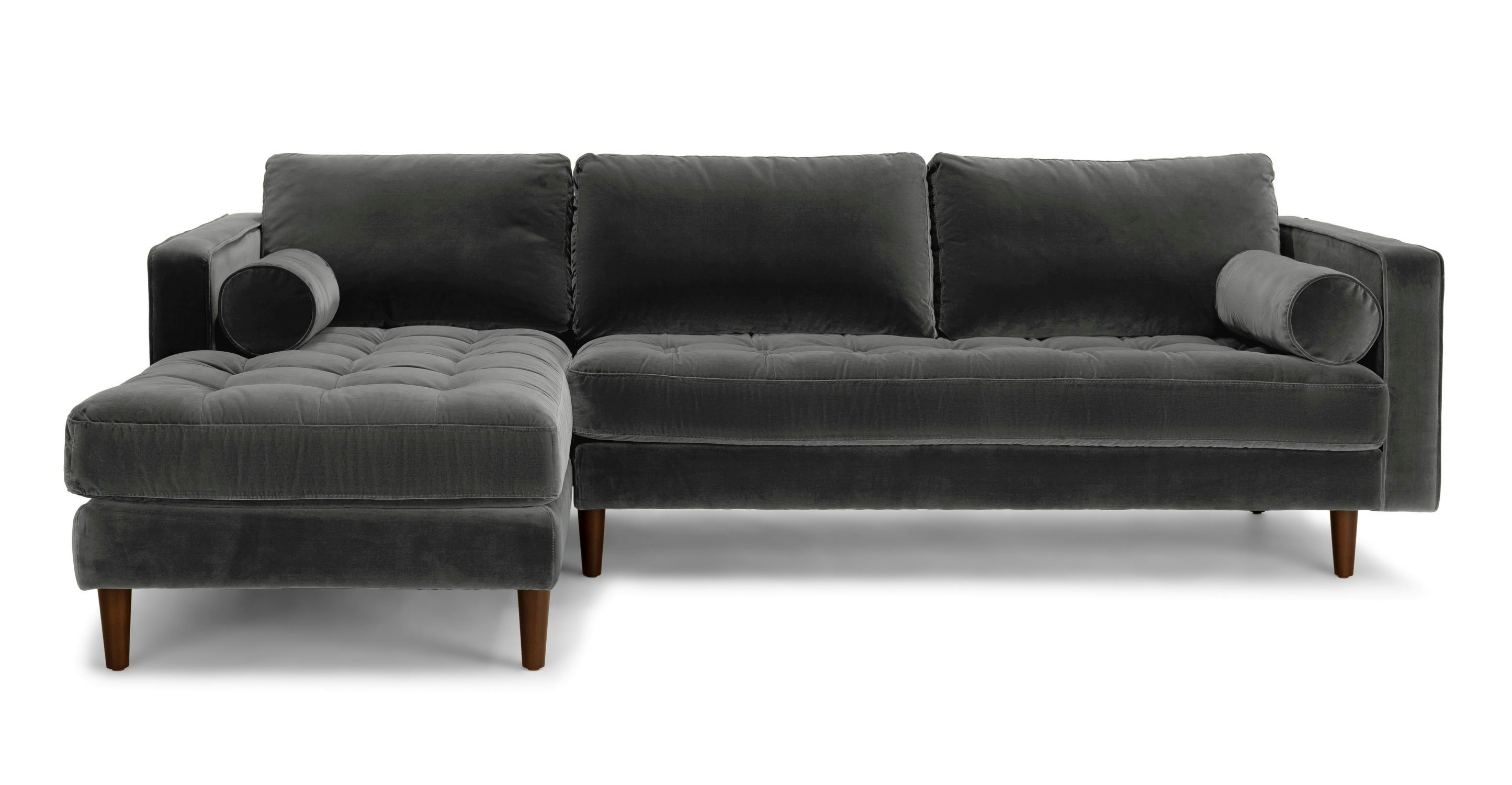 Shadow Gray Sven Velvet Left Sectional Sofa | Article
